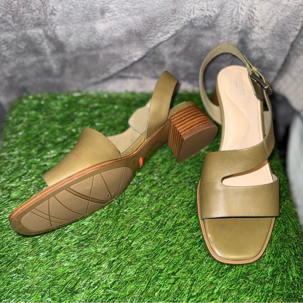 Rockport Hennly Olive Leather Block Heel Sandals Size 9 - Picture 6 of 10
